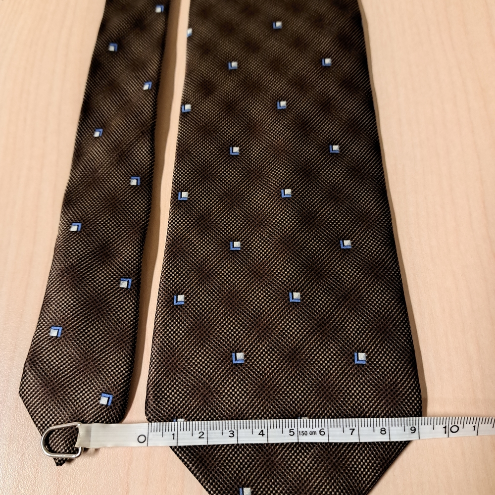 Lanvin Dark Brown Tie with Blue Highlights